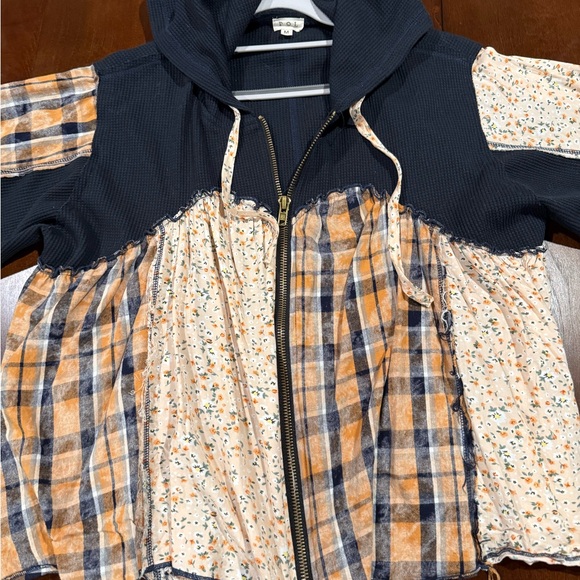 POL - Women's Navy and Yellow Plaid Jacket Size M - Picture 4 of 15